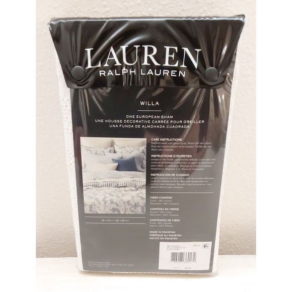 Ralph Lauren WILLA HEMSTITCH Cream Cotton Euro European Pillow Sham 26"x26" - Picture 6 of 10